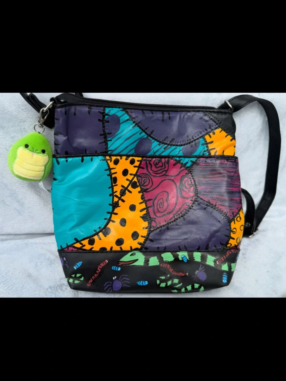 3” Handmade Squishmallow Amalie snake keychain bag charm